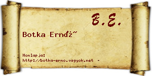 Botka Ernő névjegykártya